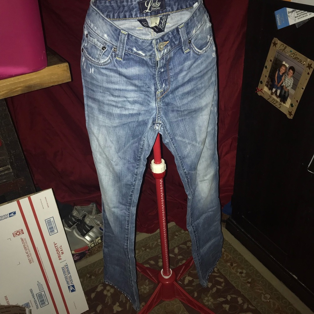 Lucky Brand Blue Women's Distressed Dungaree Jeans Sz 4/27